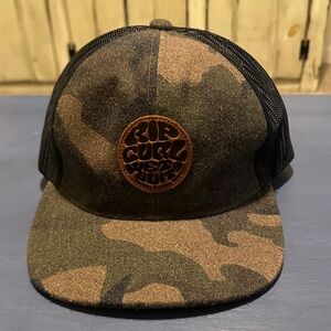 Rip Curl Green & Brown Camo Patch Trucker Hat